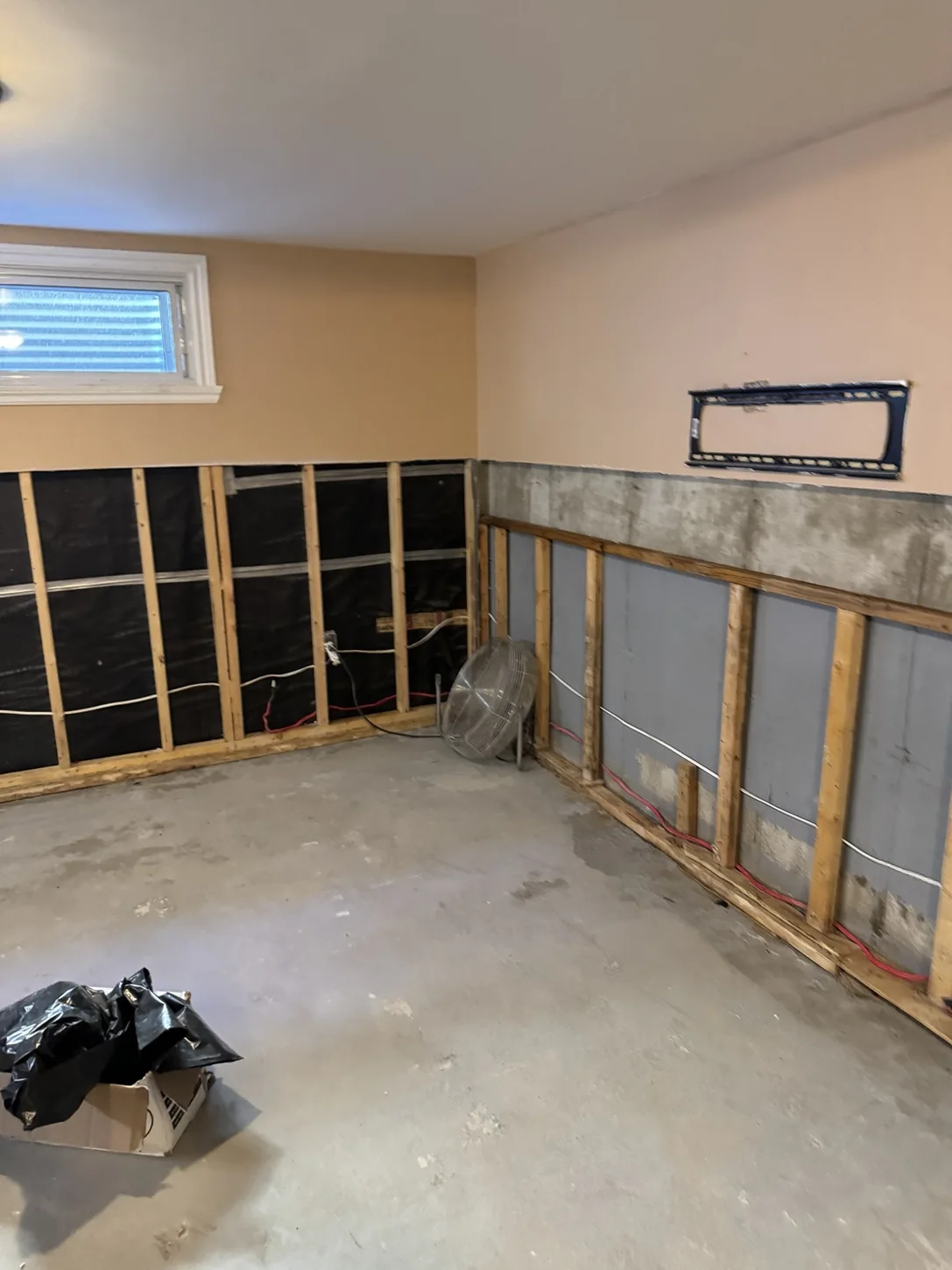 Basement walls opened for interior restoration